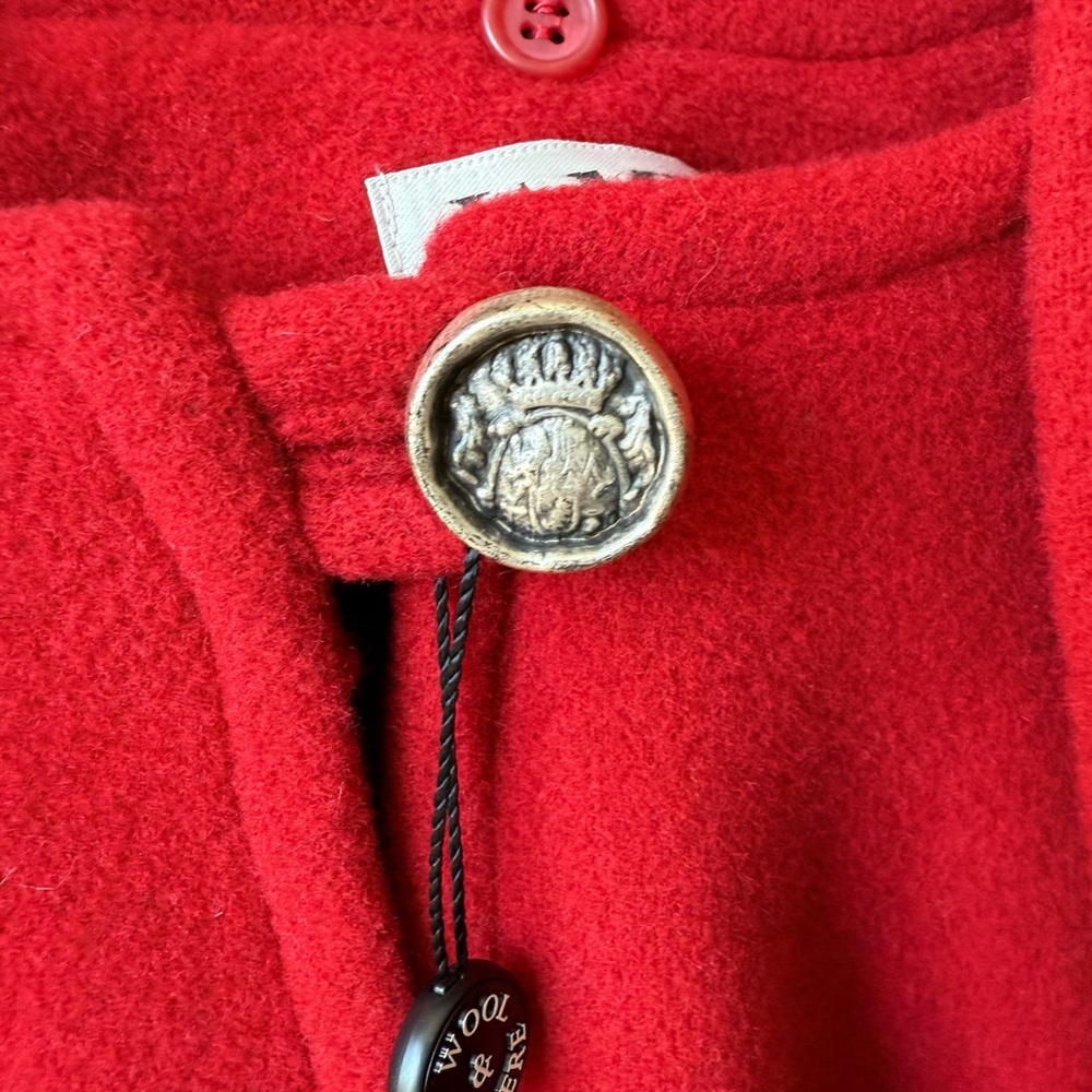 NWT PETER JAMES Wool Cashmere Red Cape Scarf Vintage Luxury Oversized One Size - Picture 5 of 9